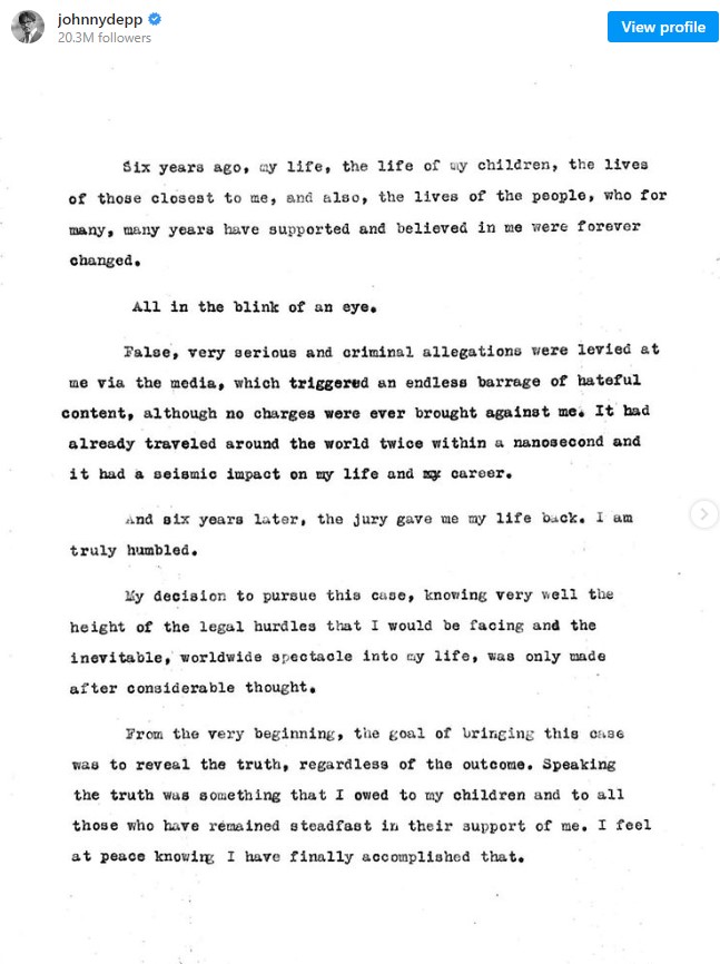 Ανάρτηση Τζόνι Ντεπ