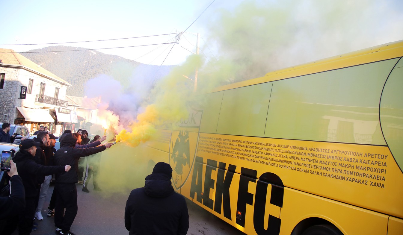 Η άφιξη της ΑΕΚ στη Βυτίνα