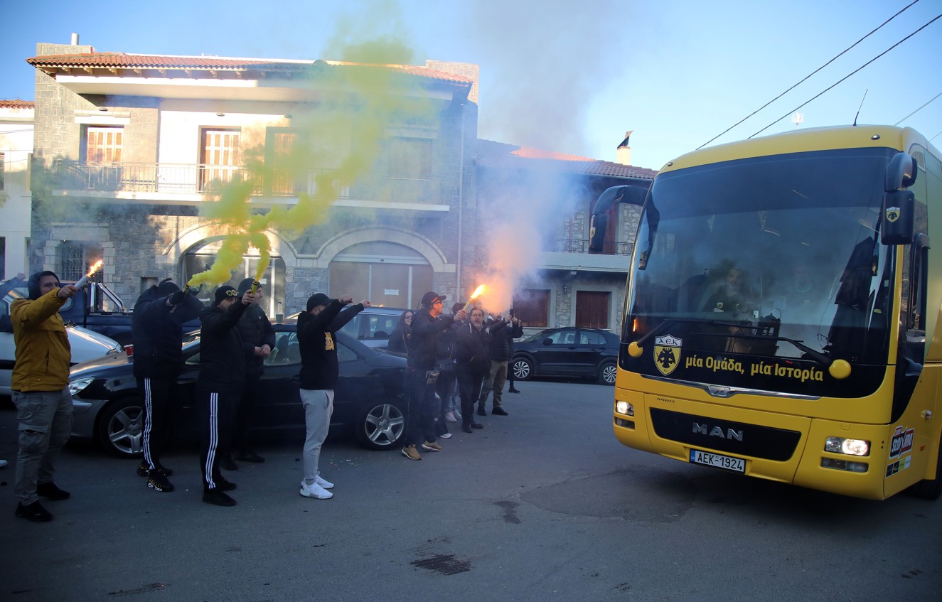 Η άφιξη της ΑΕΚ στη Βυτίνα