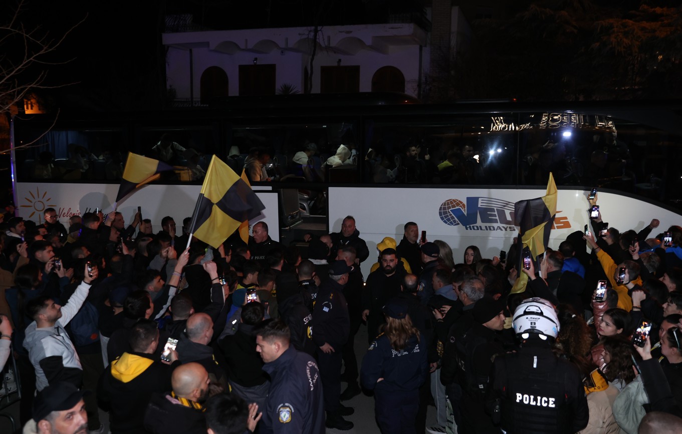 Η άφιξη της ΑΕΚ στις Σέρρες