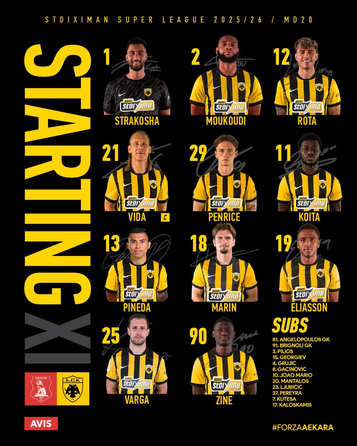 Ενδεκάδα ΑΕΚ