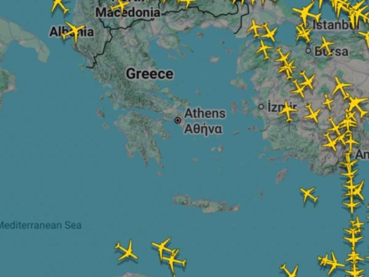 Η εικόνα από το FlightRadar24