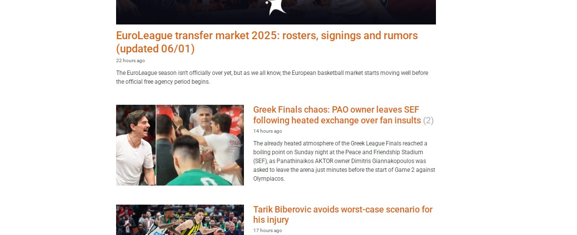 Η πρώτη σελίδα του Basketnews