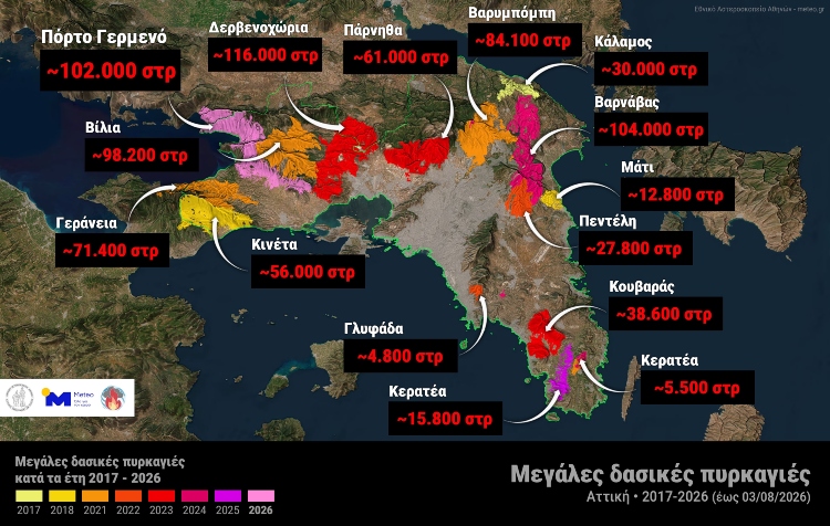 Το 42% των δασών της Αττικής έχει καεί