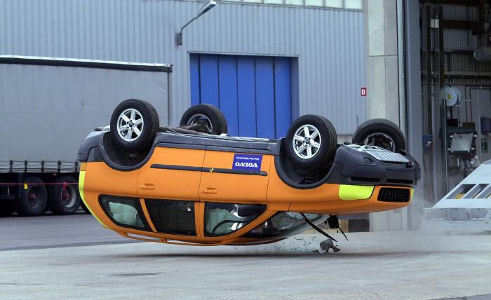 Tεστ ανατροπής στο κέντρο ασφαλείας της Volvo.