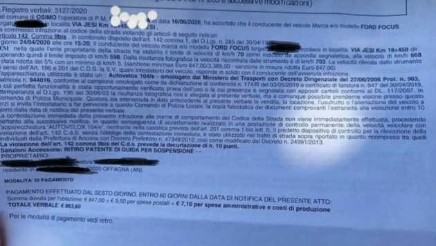 To ραβασάκι της ιταλικής Τροχαίας προς την έκπληκτη οδηγό.