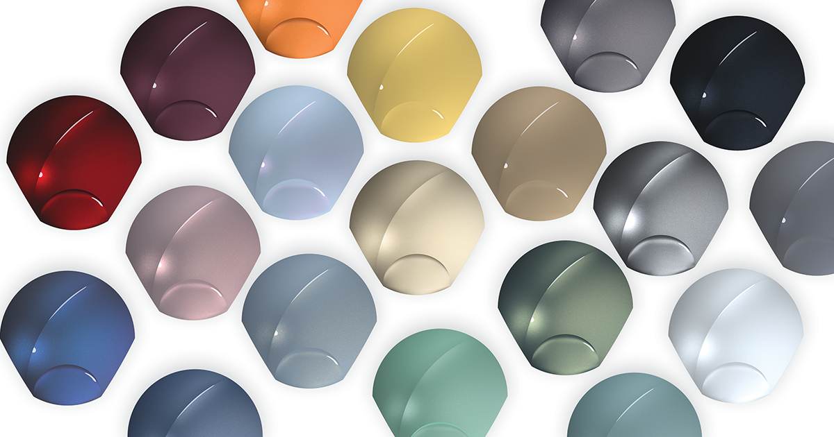 Δείγματα των νέων trendy χρωμάτων για αυτοκίνητα.