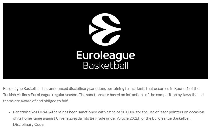 Βαρύ πρόστιμο από τη Euroleague σε Παναθηναϊκό