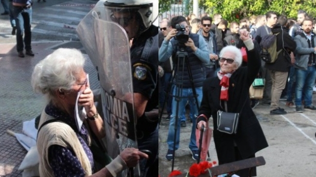 Πέθανε η Κατίνα Μανιτάρα: Η γυναίκα - σύμβολο της Εθνικής Αντίστασης που είχαν ψεκάσει με χημικά τα ΜΑΤ (vid)