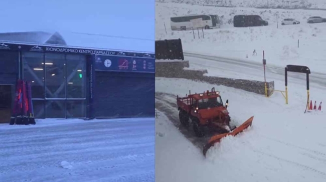 Χιόνια στον Παρνασσό: Με αλυσίδες η πρόσβαση στο Χιονοδρομικό Κέντρο