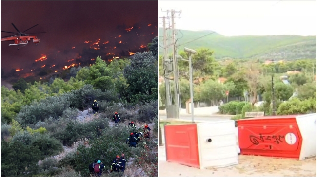 Ανεξέλεγκτη η φωτιά στη Βοιωτία: Έφτασε μέχρι τη θάλασσα - Ο αέρας παρασέρνει μέχρι και χημικές τουαλέτες (vid)
