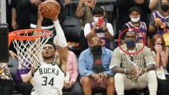 Ο ΛεΜπρόν είδε το ιστορικό κάρφωμα του Γιάννη από την καλύτερη θέση! (pic & vid)