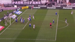 ΠΑΟΚ- ΠΑΣ Γιάννινα: Ο Σάλιακας σταματάει πάνω στην γραμμή την κεφαλιά του Σβαμπ