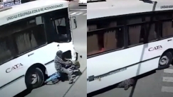  Το θαύμα του Σαν Κάρλος: Λεωφορείο έβαλε κάτω από τις ρόδες του ποδηλάτη και σώθηκε