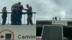 Αστυνομικός στη Βραζιλία αγκαλιάζει άντρα που αποπειράται να πηδήξει από γέφυρα ενώ φορτηγό σταμάτησε ακριβώς από κάτω του (vid)