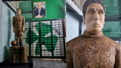Ο Παναθηναϊκός γιορτάζει με το ξύλινο ομοίωμα του Καλαφάτη στο κλειστό της Λεωφόρου (pics)