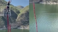 Έκανε bungee jumping από τα 40 μέτρα, αλλά το σχοινί δεν ήταν δεμένο (vid)