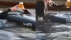 Μάγκας κωπηλάτης, αναποδογύρισε στο νερό, αλλά έσωσε με ταχυδακτυλουργικό τη μπύρα του (vid)