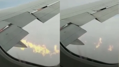 Τρόμος στον αέρα: Φτερό αεροπλάνου έπιασε φωτιά λίγα λεπτά μετά την απογείωση (vid)