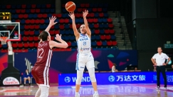 Η Ελεάννα Χριστινάκη στο ματς Ελλάδα - Λετονία.