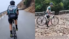 Τρομακτικό βίντεο από την καταιγίδα στην Κεφαλονιά: Πήρε το ποδήλατο στα χέρια λόγω κατολίσθησης στον Χάρακα