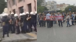 Ένταση έξω από τα γραφεία της Blue Star στην Πάτρα: Χρήση χημικών και κρότου λάμψης έκανε η αστυνομία (vid)