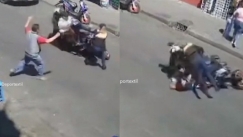 Αστυνομικός στο Μεξικό έπεσε πάνω σε μοτοσυκλέτα: Κατάφερε να συλλάβει δύο άτομα για ληστεία (vid)