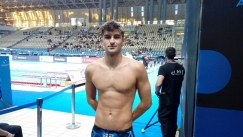 Ο Δημήτρης Μάρκος στην πρεμιέρα του παγκοσμίου κυπέλλου κολύμβησης στο ΟΑΚΑ.