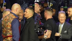 Με φανέλα της ΑΕΚ «έσκασε» ο κάμεραμαν στη συνέντευξη Τύπου του Φιούρι και του Ούσικ (vid)