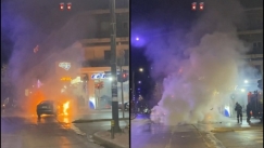Λαχτάρησαν στη Θεσσαλονίκη: Αυτοκίνητο έπιασε φωτιά δίπλα σε βενζινάδικο (vid)