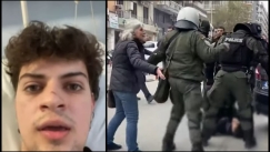 Καταγγελία για αστυνομική βία στην πορεία για τα Τέμπη: «Μου έριξε κουτουλιά με το κράνος» (vid)