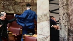 Έπεσε ξύλο στη Βουλή: Πρώην βουλευτής των Σπαρτιατών έριξε μπουνιά στον Βασίλη Γραμμένο