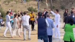Ο Μπακασέτας μετέφερε την Ολυμπιακή Φλόγα στο Αρχαίο Στάδιο της Νεμέας (vid)