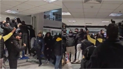 Οι οπαδοί της ΑΕΚ στο αεροδρόμιο Ηρακλείου