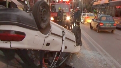 Βίντεο ντοκουμέντο: Η στιγμή που ΙΧ αναποδογυρίζει στην Πατησίων