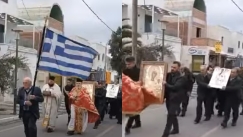 Λιτανεία στη Σαντορίνη από τους κατοίκους για τον σεισμό: Στους δρόμους με εικόνες (vid)