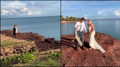 Νύφη πήγε για τις γαμήλιες φωτογραφίες και ψάρεψε καρχαρία: Κατάφερε να γίνει viral (vid)