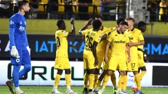 Οι παίκτες του Αρη πανηγυρίζουν επί της Μαρκό