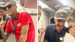 Συνάντηση και selfies Μητσοτάκη και Τρανού μέσα στο αεροπλάνο