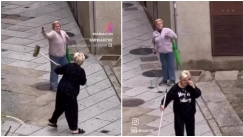 «The Epic Battle»: Γιαγιάδες «μονομαχούν» στη μέση του δρόμου με σκούπα και σπρέι (vid)