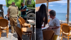 Απίστευτες εικόνες στο Ενετικό Λιμάνι: Έκαναν απόφραξη δίπλα στους πελάτες που έτρωγαν (vid)