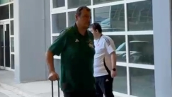 Η άφιξη του Παναθηναϊκού στο T-Center για το Game 2 με τον Ολυμπιακό