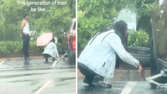 Έβαλε την κοπέλα του να αλλάξει λάστιχο μέσα στη βροχή: Το viral βίντεο που διχάζει το X 