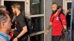 Η άφιξη του Ολυμπιακού για το ντέρμπι με τον Παναθηναϊκού στο T-Center