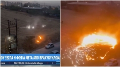 Στο άψε σβήσε: Η στιγμή που εκρήξεις σε καλώδια του ΔΕΔΔΗΕ προκάλεσαν φωτιά στον Εύοσμο (vid)