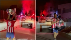 Ατλέτικο Μαδρίτης: Ο Κόκε με την κούπα έξω από το σπίτι οπαδών (vid)