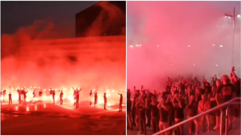 Μίλαν – Champions League: Αποθέωση και show με καπνογόνα έξω από τα γραφεία (vid)
