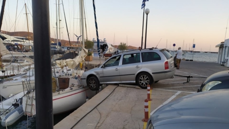 Αυτοκίνητο «τράκαρε» με ιστιοπλοϊκό σκάφος στη μαρίνα του Φοίνικα στη Σύρο (pics)