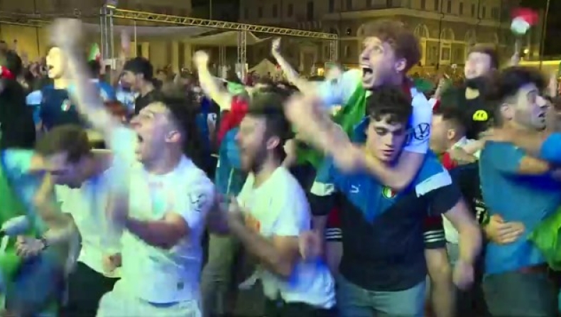 Euro 2020 - Ιταλία: Μυθικές σκηνές στη Ρώμη μετά το πέναλτι τελικού (vid)