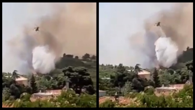 Βίντεο ντοκουμέντο: Έφτασε στα σπίτια η φωτιά στον Βαρνάβα (vid)